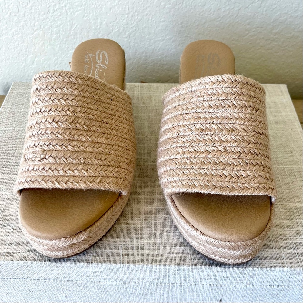 Sbicca Tan Braided Espadrille Slide Sandals